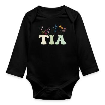 Tia Funny Women Wildflower Floral Design Tia - Body Bébé bio manches longues - noir - Devant