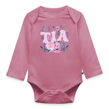 Tia Lustige Frauen Wildblume Blumen Design Tia - Baby Bio-Langarm-Body - Mauve - Vorne