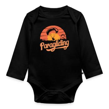 Paraglide-Abenteuer Flug Himmel Adrenalin - Baby Bio-Langarm-Body - Schwarz - Vorne