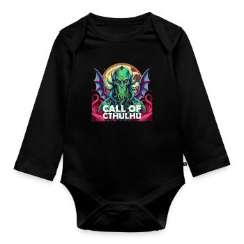 Cthulhu Lord & Savior Monster Horror T-Shirt - Baby Bio-Langarm-Body - Schwarz - Vorne