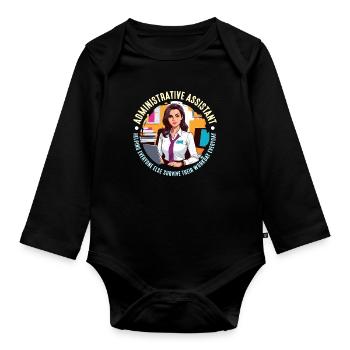 Administrative Assistant Helping Office Worker - Organic Longsleeve Baby Bodysuit - black - Front