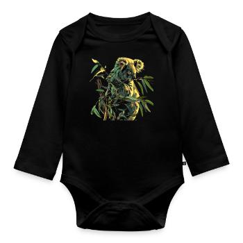 Koala Cute Koala Bear - Organic Longsleeve Baby Bodysuit - black - Front