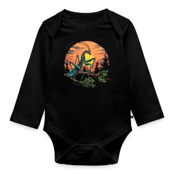 Praying Mantis Insect - Organic Longsleeve Baby Bodysuit - black - Front