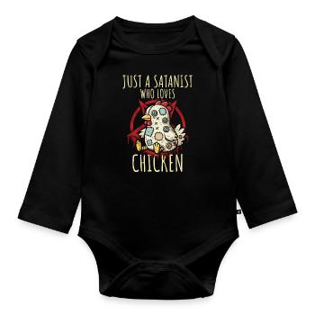 Just a Satanist who has the heavy metal fun of - Organic Longsleeve Baby Bodysuit - black - Front