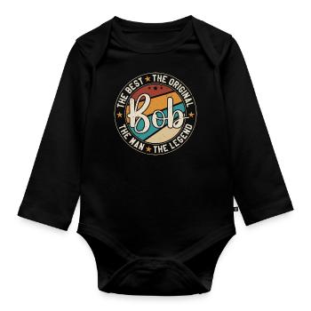 BOB Vorname Retro Bob Lustiger Weihnachtswitz Bob - Baby Bio-Langarm-Body - Schwarz - Vorne