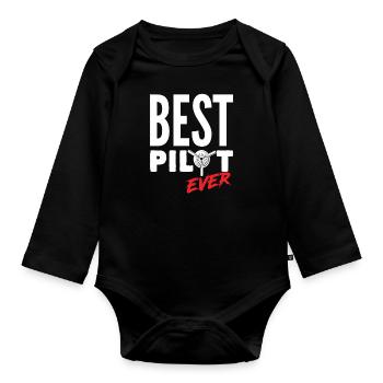 Bester Pilot - Baby Bio-Langarm-Body - Schwarz - Vorne