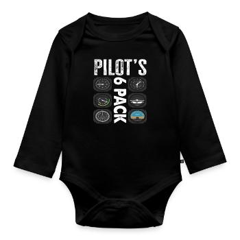 Pilots 6 Pack Funny Pilot - Organic Longsleeve Baby Bodysuit - black - Front