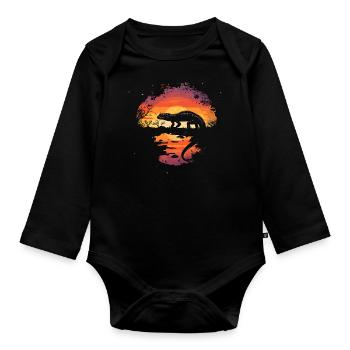 Iguana Reptiles Green Iguana - Organic Longsleeve Baby Bodysuit - black - Front