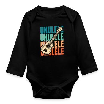 Ukulélé - Body Bébé bio manches longues - noir - Devant