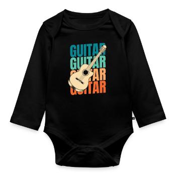Acoustic Guitar - Organic Longsleeve Baby Bodysuit - black - Front