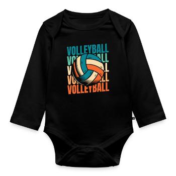 Volleyball Volleyballer - Baby Bio-Langarm-Body - Schwarz - Vorne