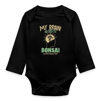My Brain is 95% Bonsai Penjing Indoor Bonsai - Organic Longsleeve Baby Bodysuit - black - Front