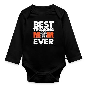 Truck Driver Mom Mom - Organic Longsleeve Baby Bodysuit - black - Front