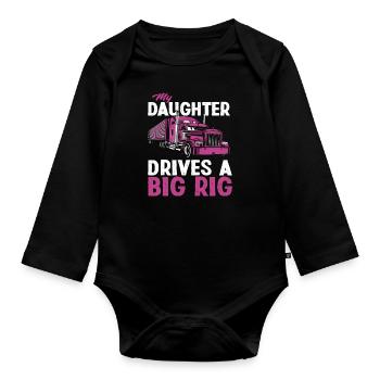 Chauffeur de camion fille père - Body Bébé bio manches longues - noir - Devant