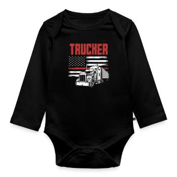 Chauffeur de camion Drapeau des États-Unis Patriot - Body Bébé bio manches longues - noir - Devant