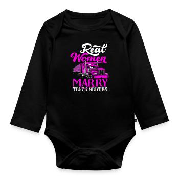 chauffeur de camion femme cadeau amour - Body Bébé bio manches longues - noir - Devant