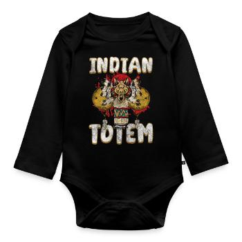 Amérindiens, Gardiens, Aigles, Aztèques - Body Bébé bio manches longues - noir - Devant