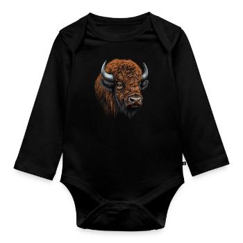 Amerikanischer Bison - Baby Bio-Langarm-Body - Schwarz - Vorne