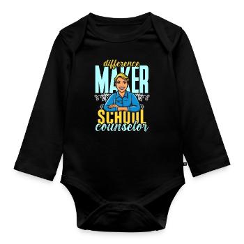 School Counselor Difference Maker School Therapist - Baby Bio-Langarm-Body - Schwarz - Vorne