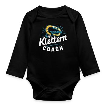Klettern-Karabiner-Coach - Baby Bio-Langarm-Body - Schwarz - Vorne