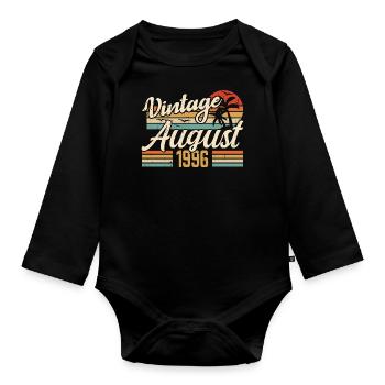 Août 1996 Anniversaire 1996 - Cadeau Légendes Août - Body Bébé bio manches longues - noir - Devant