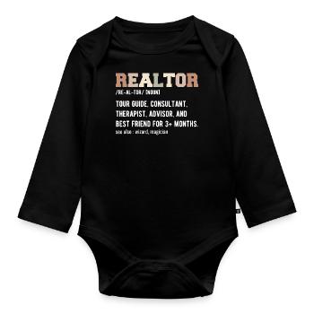 Lustiger Immobilienmakler - Makler Definition - Baby Bio-Langarm-Body - Schwarz - Vorne