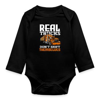 Truck Driver Fern Driver Truck Idée cadeau - Body Bébé bio manches longues - noir - Devant