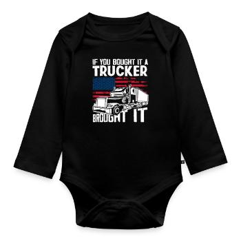 Truck driver - Organic Longsleeve Baby Bodysuit - black - Front