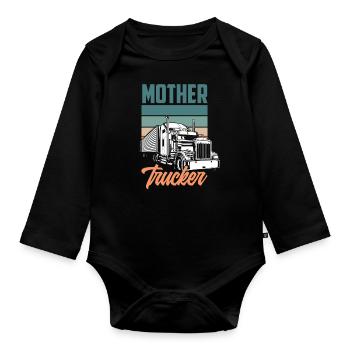 Retro Truck Driver Pun Gift - Organic Longsleeve Baby Bodysuit - black - Front