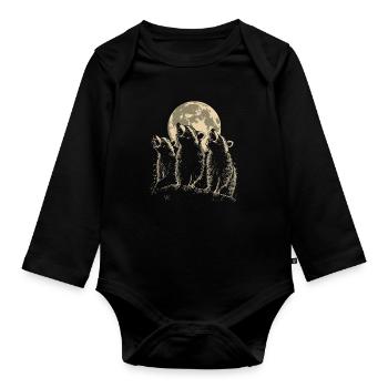 3 raton laveur lune hurlant raton laveur mignon - Body Bébé bio manches longues - noir - Devant