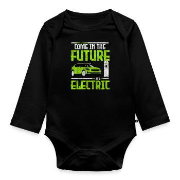 Electric Car Electric Vehicle - Organic Longsleeve Baby Bodysuit - black - Front