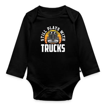 Chauffeur de camion Véhicules Truck Play - Body Bébé bio manches longues - noir - Devant