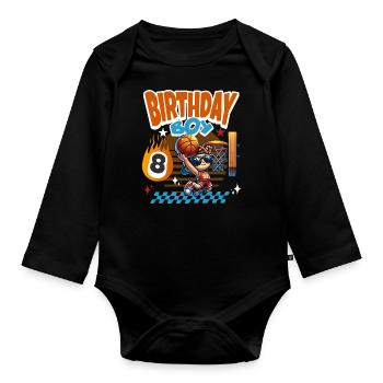 Basketball 8th Birthday Children's Birthday Party - Organic Longsleeve Baby Bodysuit - black - Front