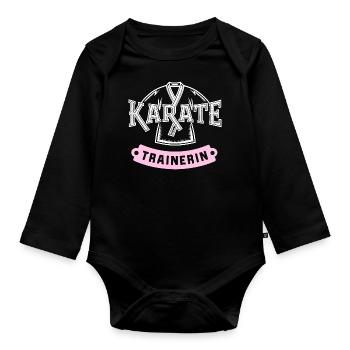 Karate-Trainerin - Baby Bio-Langarm-Body - Schwarz - Vorne