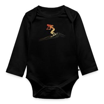 Retro Snowboard Mädchen - Baby Bio-Langarm-Body - Schwarz - Vorne