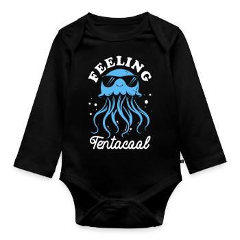Feeling Tentacool - Méduse avec des tentacules - Body Bébé bio manches longues - noir - Devant