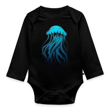 Brille avec le courant, Méduse avec des tentacules, Dire - Body Bébé bio manches longues - noir - Devant