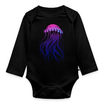 Brille avec le courant, Méduse avec des tentacules, Dire - Body Bébé bio manches longues - noir - Devant
