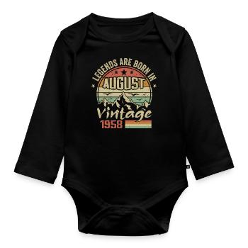 Août 1958 Anniversaire 1958 - Légendes Août 1958 - Body Bébé bio manches longues - noir - Devant