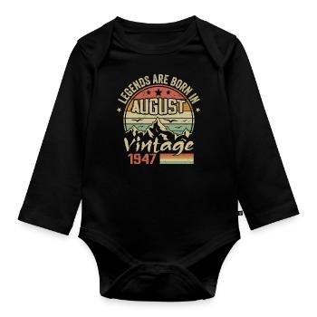 August 1947 Anniversary 1947 - Legends August 1947 - Organic Longsleeve Baby Bodysuit - black - Front