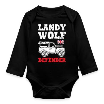 Landy Wolf Defender - Baby Bio-Langarm-Body - Schwarz - Vorne