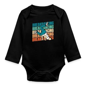 Breakdance Breakdancer Breakdancing - Baby Bio-Langarm-Body - Schwarz - Vorne
