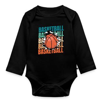 Basket-ball Joueurs de basket-ball - Body Bébé bio manches longues - noir - Devant