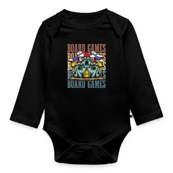 Board Game Board Game - Organic Longsleeve Baby Bodysuit - black - Front