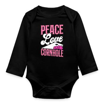 Cornhole Team Bean Bag Player - Baby Bio-Langarm-Body - Schwarz - Vorne