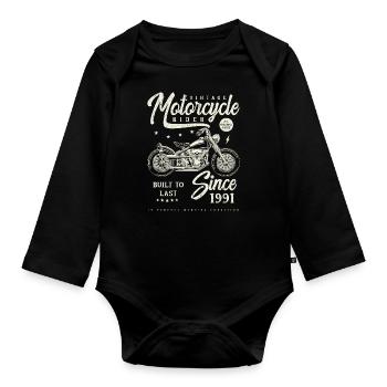 Vintage Motorcycle Bikers Motorbike Birthday 1991 - Organic Longsleeve Baby Bodysuit - black - Front