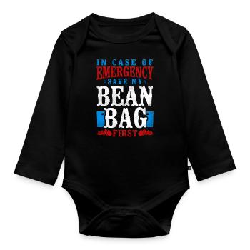 Cornhole Team Bean Bag Player - Baby Bio-Langarm-Body - Schwarz - Vorne