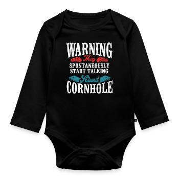 Cornhole Team Bean Bag Player - Baby Bio-Langarm-Body - Schwarz - Vorne