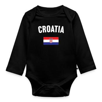 Croatia Flag - Organic Longsleeve Baby Bodysuit - black - Front