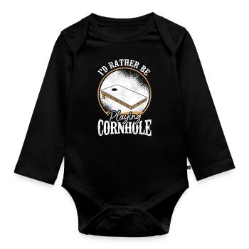 Cornhole Team Bean Bag Player - Baby Bio-Langarm-Body - Schwarz - Vorne